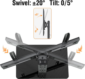 Freelift Universal Swivel TV Stand Base, Table Top TV Stand for Most 37-70 inch LCD LED Flat Screen TVs, Height Adjustable TV Mount Stand with Tempered Glass Base, VESA 600x400mm, Holds up to 88 lbs.