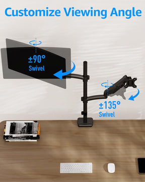 Full Motion Dual Monitor Desk Mount for Max 32'' Monitors MUA6012