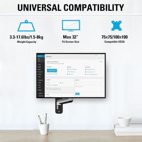 Single Monitor Wall Mount for Max 32'' Monitors MUA2001