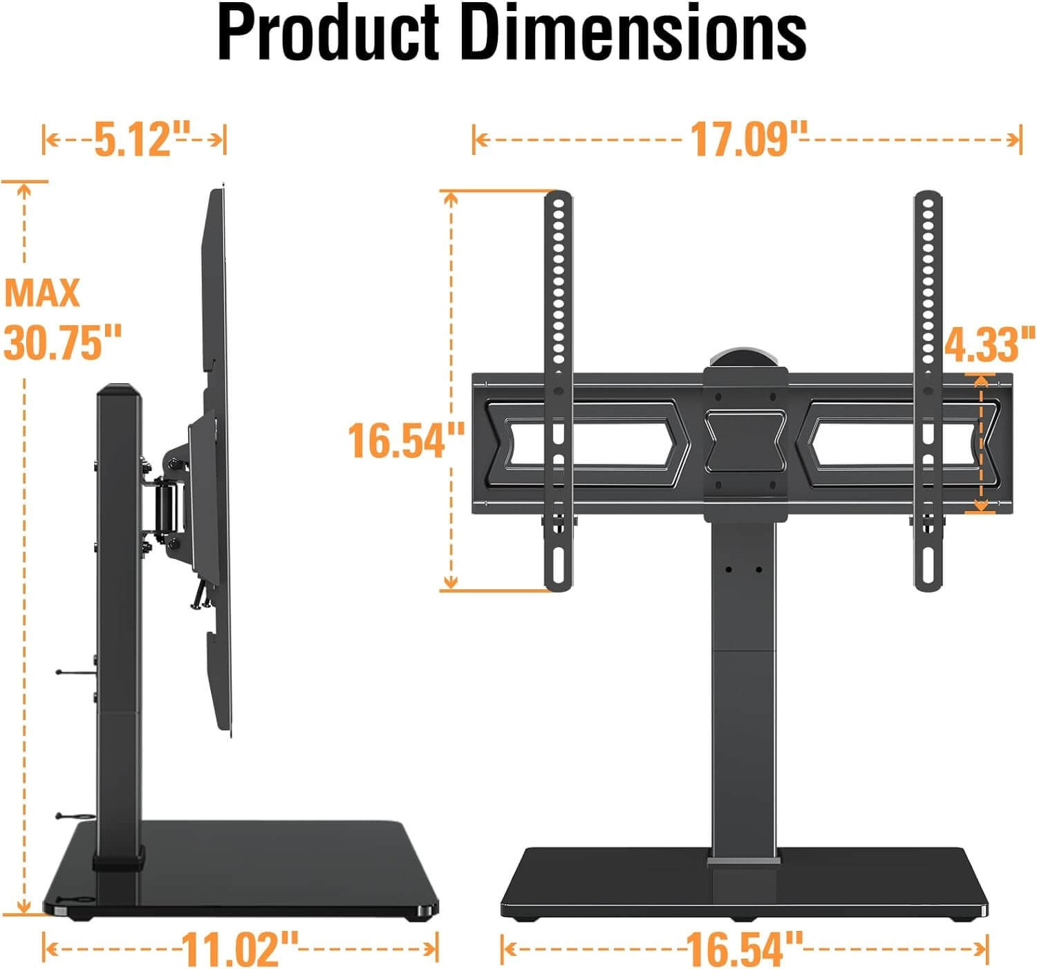Freelift Universal Swivel TV Stand Base, Table Top TV Stand for Most 37-70 inch LCD LED Flat Screen TVs, Height Adjustable TV Mount Stand with Tempered Glass Base, VESA 600x400mm, Holds up to 88 lbs.