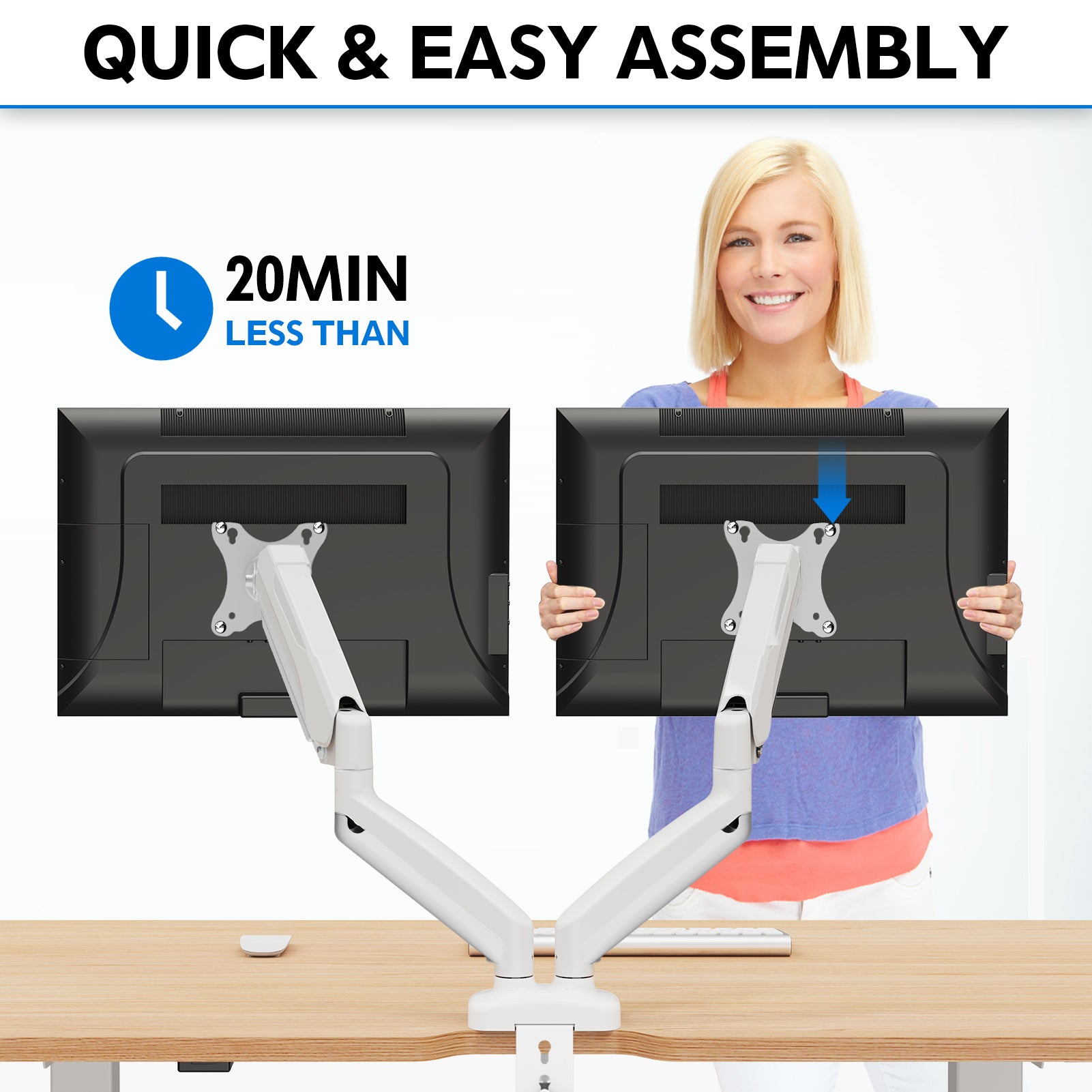 Dual Monitor Desk Mount for Max 32'' Monitors MUA0005-W