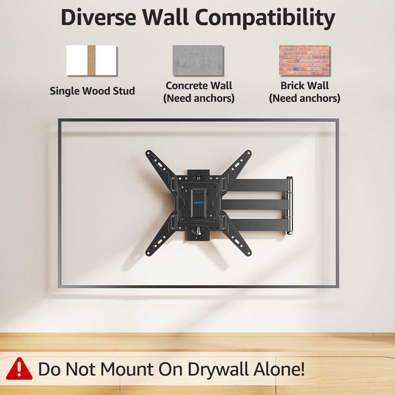 Full Motion Corner TV Wall Mount For 32"-65" TVs MUT0075