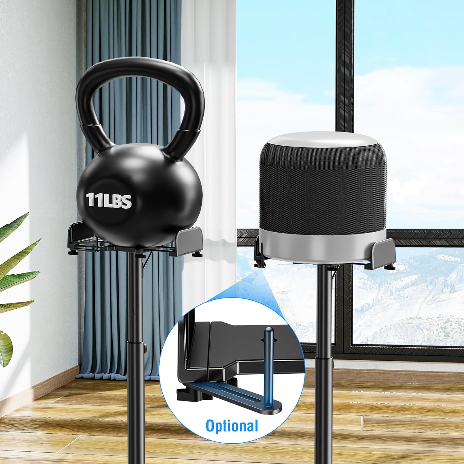 Freelift Universal Speakers Stands Pair 34" to 43.3" Height Adjustable Holds Bookshelf Speakers Satellite Speakers Up to 11LBS Cable Concealing 1 Pair Spring-Loaded Plate Extends to 10"