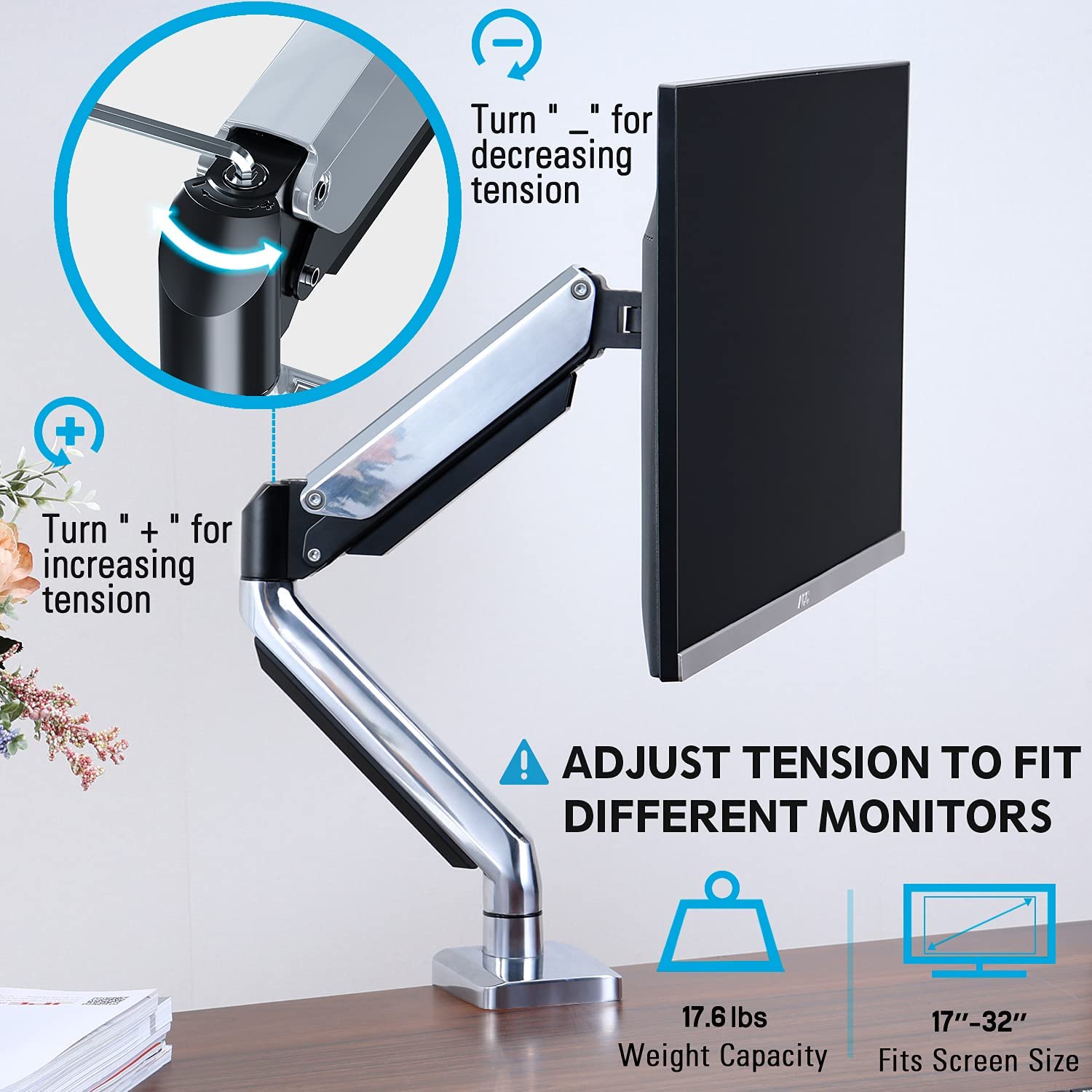 Single Monitor Desk Mount for 17''-32'' Monitors MUA0034