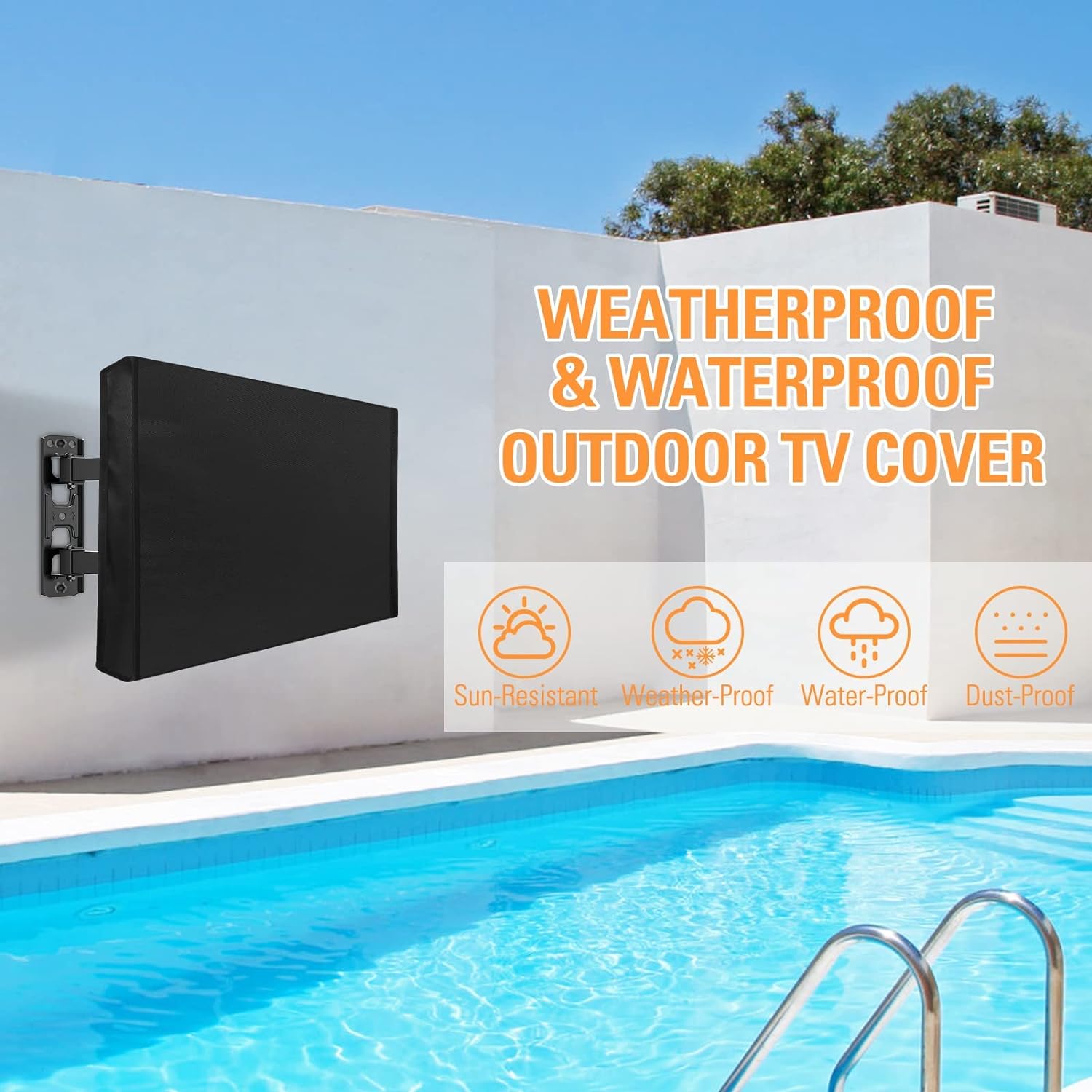 Freelift Outdoor TV Cover 41-43 Inches, Weatherproof TV Cover 600D Thick Fabric for Outside TVs with Remote Control Pocket, Waterproof and Dustproof TV Screen Protectors