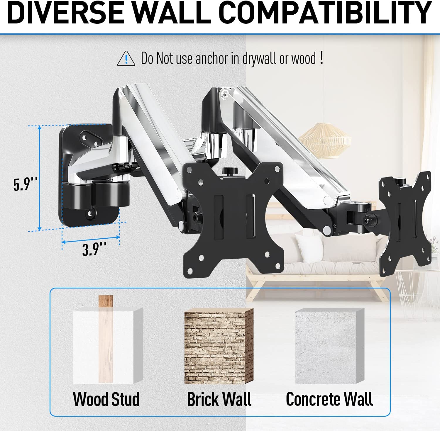 Dual Monitor Wall Mount for Max 32'' Monitors MUA2002