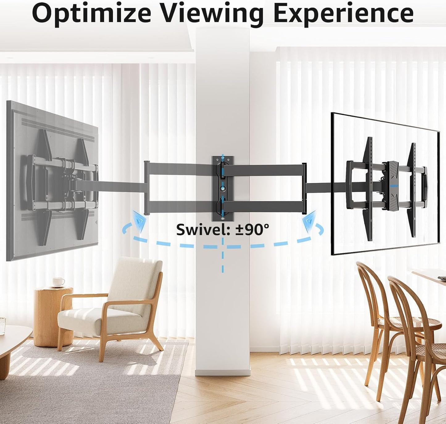 Full Motion Long Arm Corner TV Wall Mount For 32"-75" TVs MUT0076