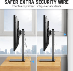 EconoMe Universal TV Stand, Table Top TV Stands for 37 to 65, 70, 75 Inch Flat Screen TVs, Height Adjustable, Tilt, Swivel TV Mount with Tempered Glass Base Hold up to 88lbs, Max VESA 600x400mm