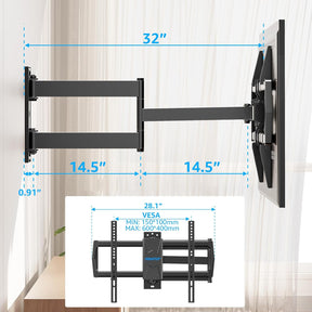 Full Motion Long Arm Corner TV Wall Mount For 32"-75" TVs MUT0076