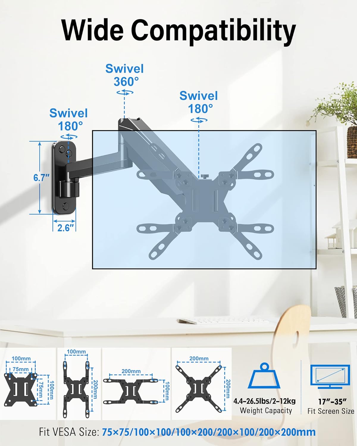 Single Monitor Wall Mount For 17"-35" Monitors MUA2005