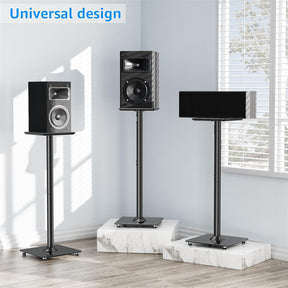 EconoMe Universal Speaker Stands Pair for Surround Sound, 31" Height Floor Speaker Stands, Holds Bookshelf Speaker Satellite Speaker Large Speaker, Up to 22LBS Cable Concealing 9.8" Plate Black