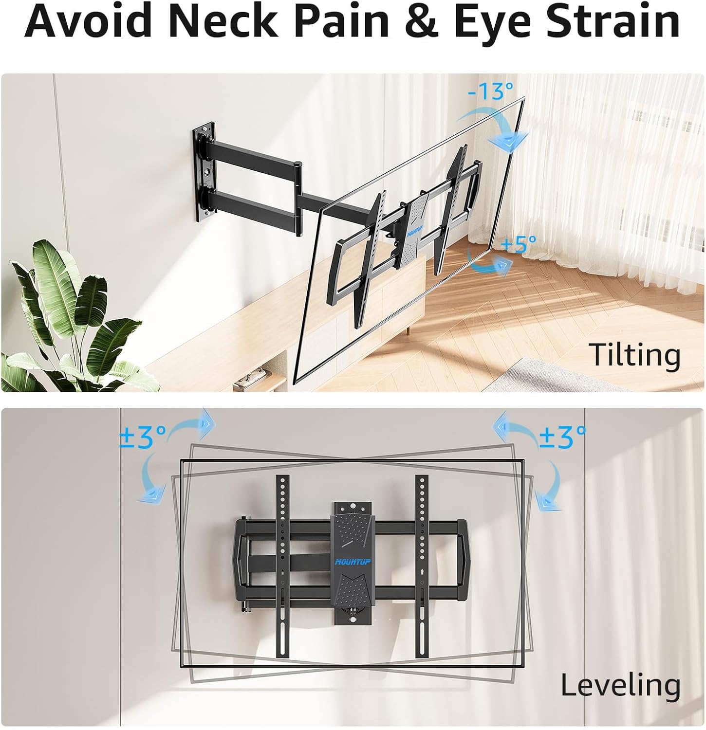 Full Motion Long Arm Corner TV Wall Mount For 32"-75" TVs MUT0076