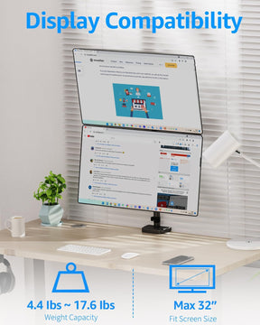 Full Motion Dual Monitor Desk Mount for Max 32'' Monitors MUA6012