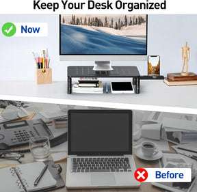 Freelift 2 Pack Monitor Stand , 3 Height Adjustable Stand with Unique Star Mesh for Computer, Laptop, Printer, Notebook, iMac, Premium Metal Monitor Risers for 2 Monitors
