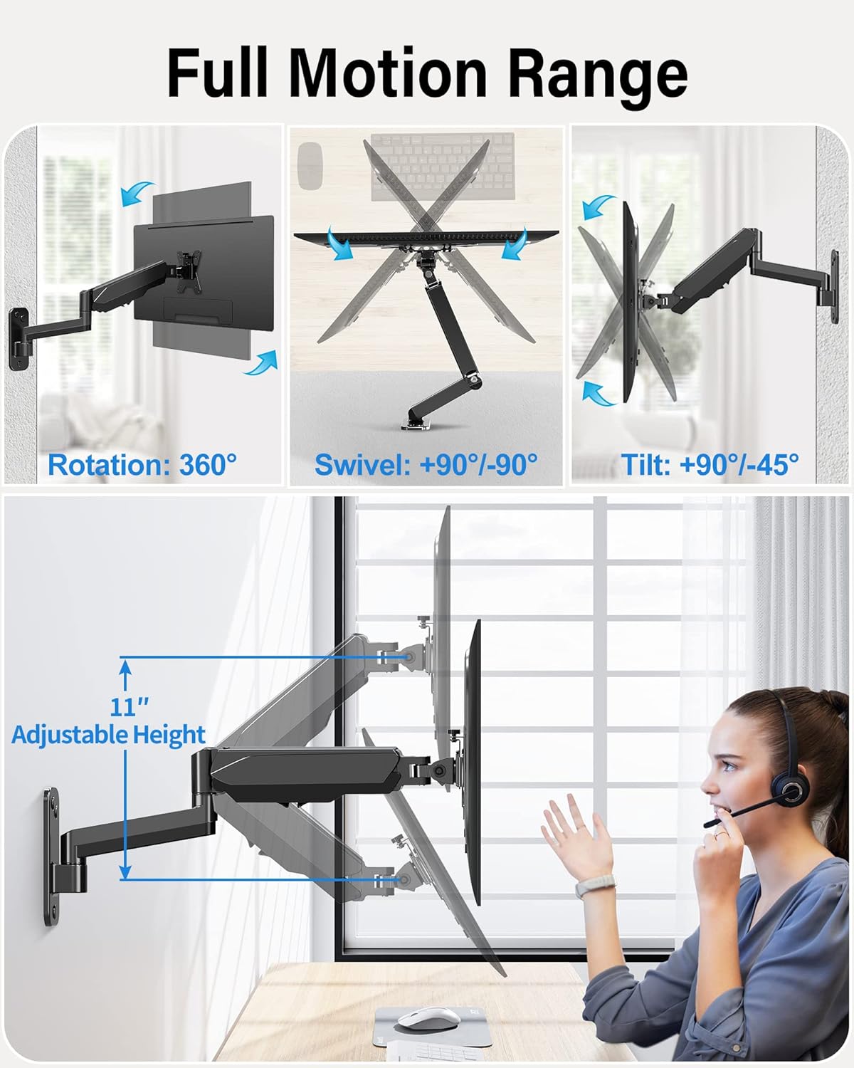 Single Monitor Wall Mount For 17"-35" Monitors MUA2005
