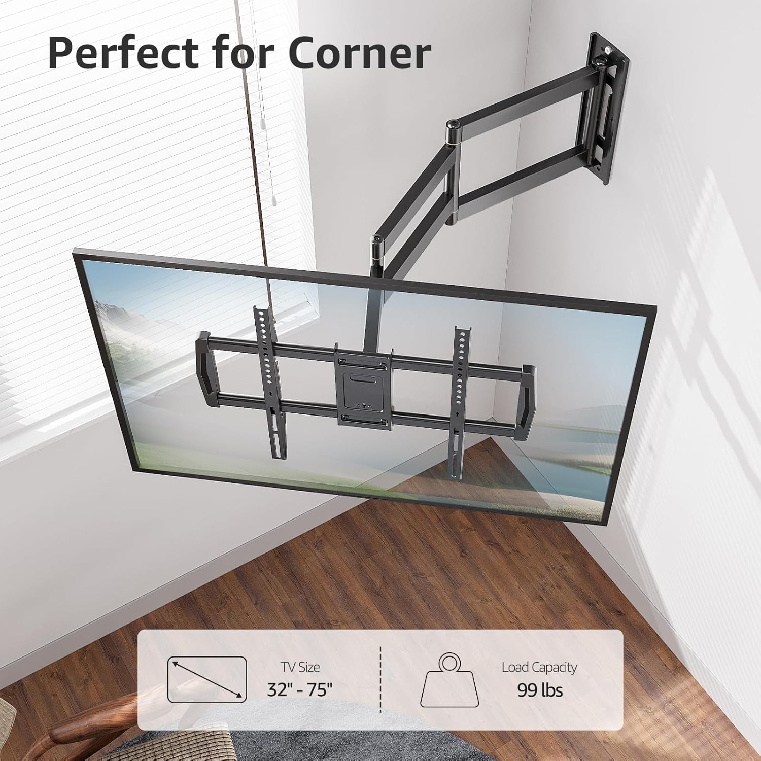Full Motion Corner TV Wall Mount For 32"-75" TVs MUT0047-L
