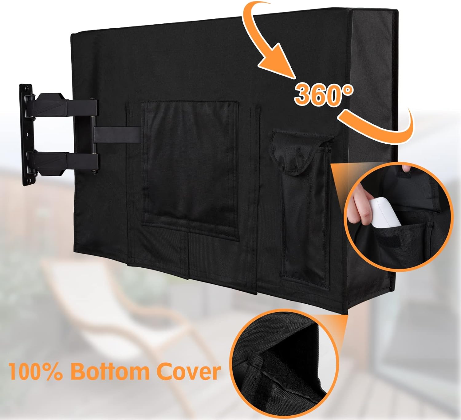 Freelift Outdoor TV Cover 41-43 Inches, Weatherproof TV Cover 600D Thick Fabric for Outside TVs with Remote Control Pocket, Waterproof and Dustproof TV Screen Protectors