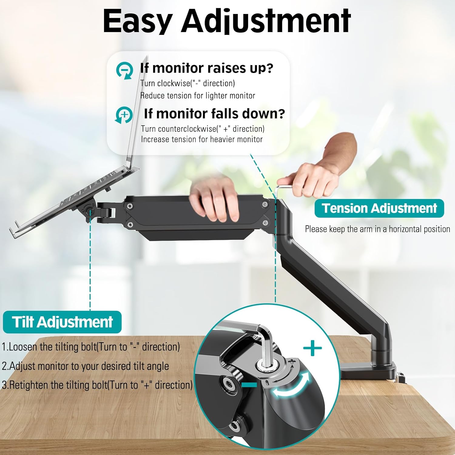Freelift Laptop Stand Desk Mount, 2 in 1 Function Monitor Laptop Mount, Aluminum Laptop Arm Fits Max 17" Notebook and 32" Computer Screen, Single Monitor Mount with Laptop Tray, Holds up to 17.6lbs