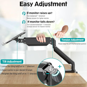 Freelift Laptop Stand Desk Mount, 2 in 1 Function Monitor Laptop Mount, Aluminum Laptop Arm Fits Max 17" Notebook and 32" Computer Screen, Single Monitor Mount with Laptop Tray, Holds up to 17.6lbs
