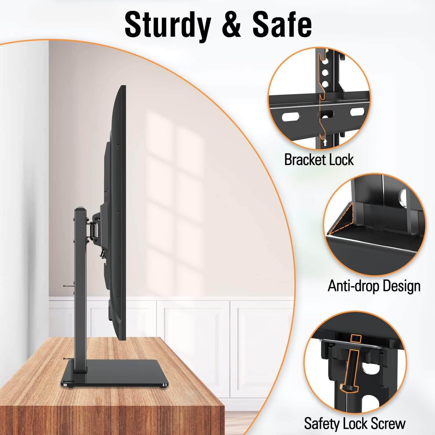 Freelift Universal Swivel TV Stand Base, Table Top TV Stand for Most 37-70 inch LCD LED Flat Screen TVs, Height Adjustable TV Mount Stand with Tempered Glass Base, VESA 600x400mm, Holds up to 88 lbs.