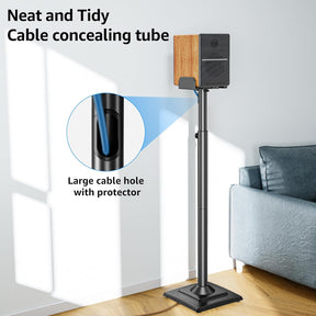 Freelift Universal Speakers Stands Pair 34" to 43.3" Height Adjustable Holds Bookshelf Speakers Satellite Speakers Up to 11LBS Cable Concealing 1 Pair Spring-Loaded Plate Extends to 10"
