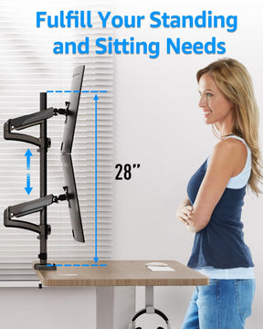 Full Motion Dual Monitor Desk Mount for Max 32'' Monitors MUA6012