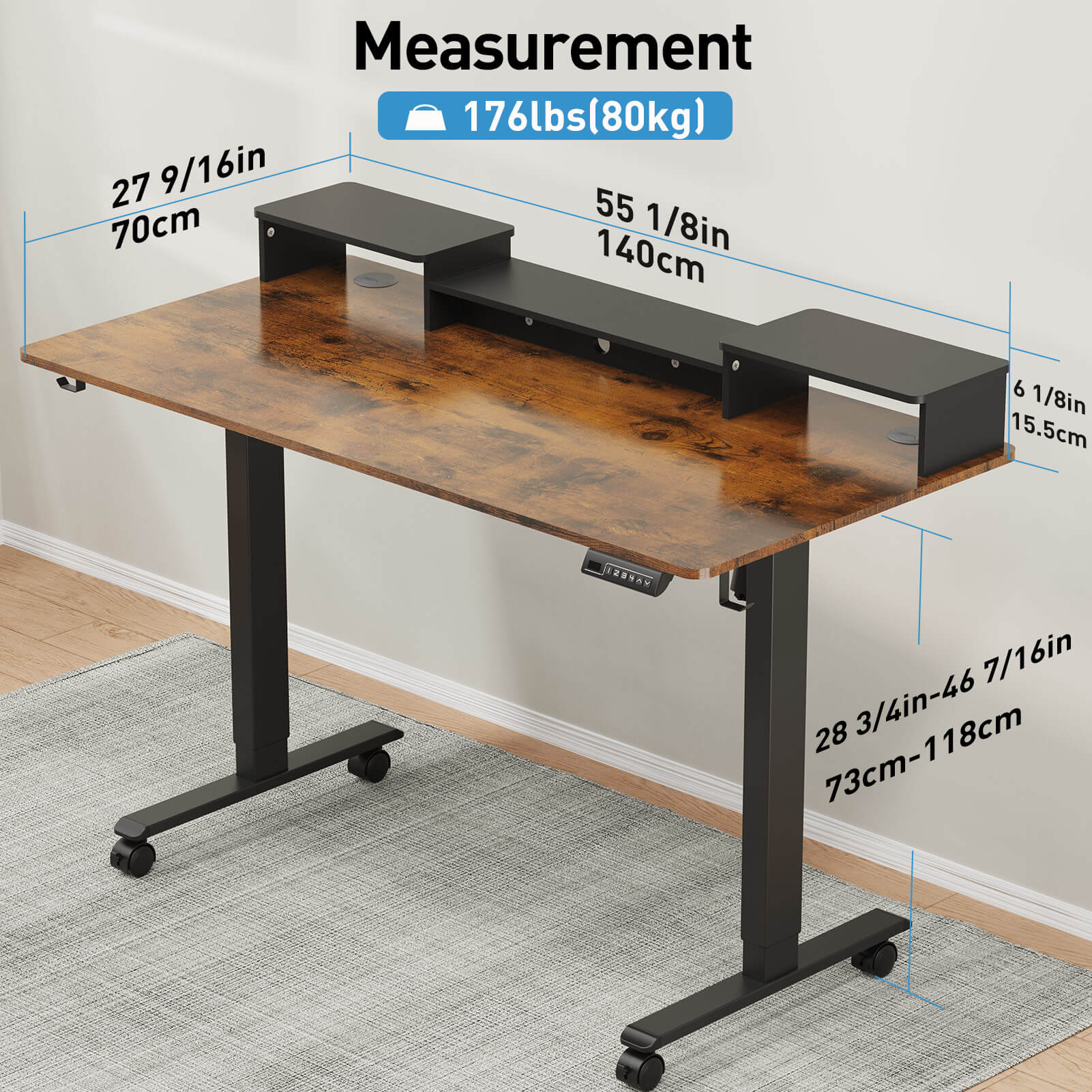 Standing Desk 74-120cm Height Adjustable Electric Computer Desk MUD321