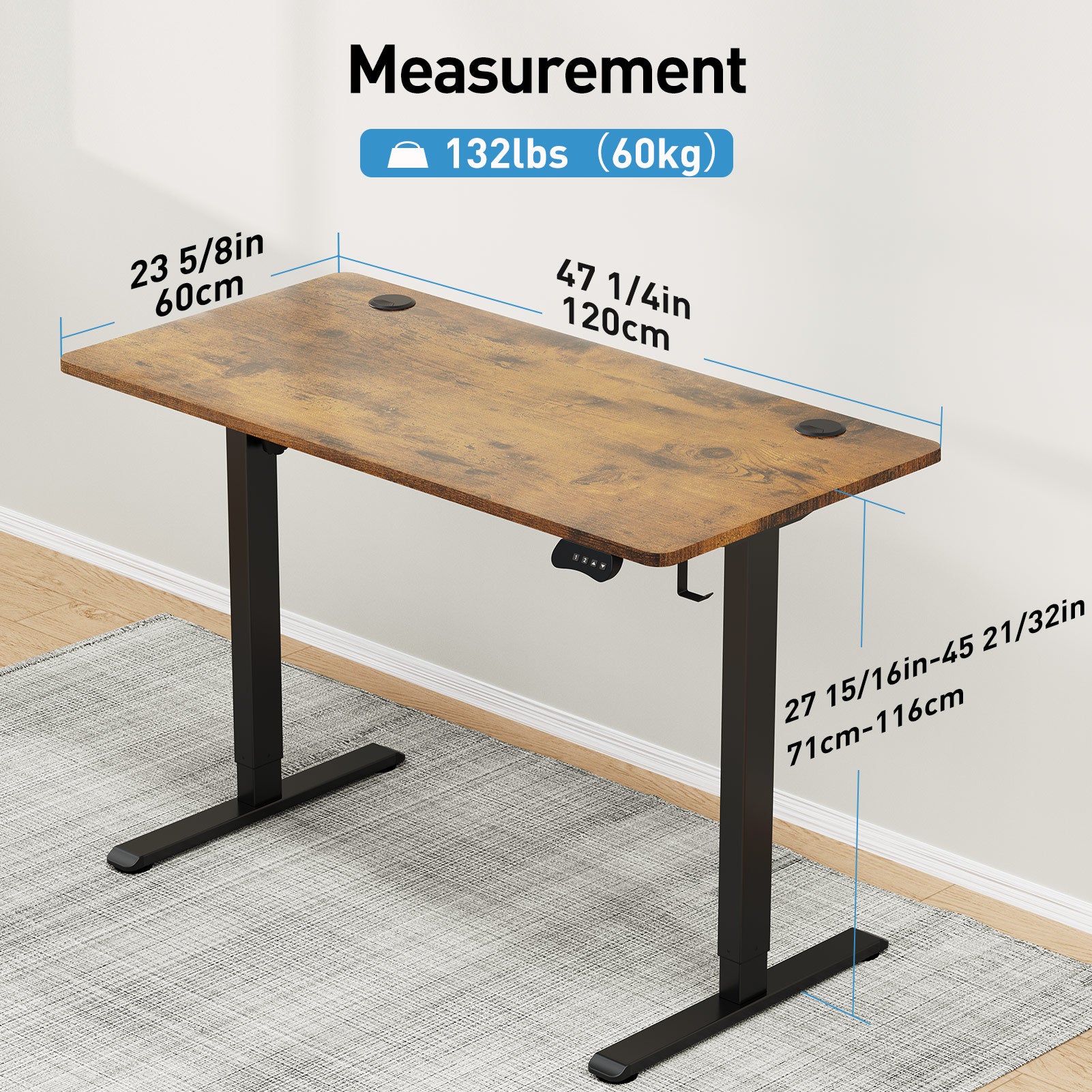 Electric Stand Up Desk Computer Standing Desk Office Height Adjustable MUDL1801