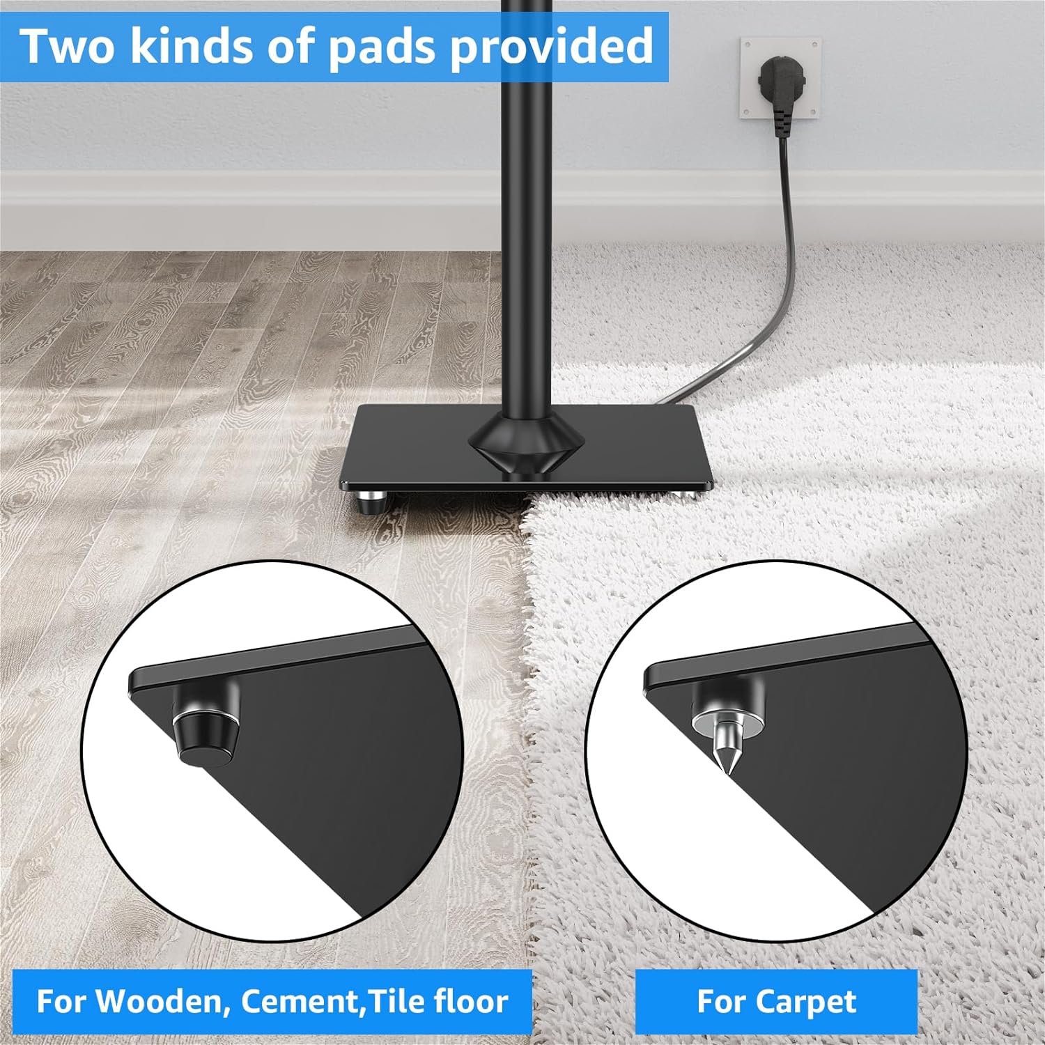 EconoMe Universal Speaker Stands Pair for Surround Sound, 31" Height Floor Speaker Stands, Holds Bookshelf Speaker Satellite Speaker Large Speaker, Up to 22LBS Cable Concealing 9.8" Plate Black