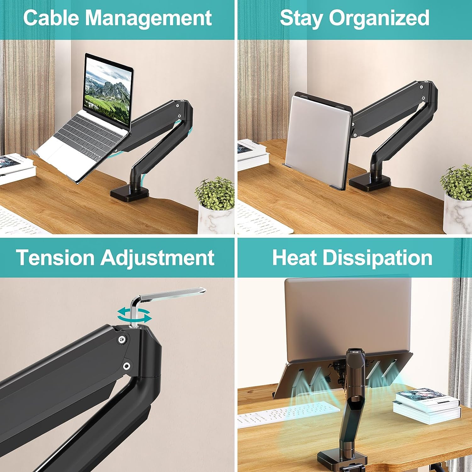 Freelift Laptop Stand Desk Mount, 2 in 1 Function Monitor Laptop Mount, Aluminum Laptop Arm Fits Max 17" Notebook and 32" Computer Screen, Single Monitor Mount with Laptop Tray, Holds up to 17.6lbs