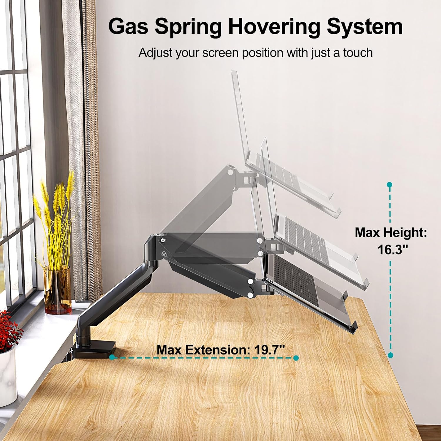 Freelift Laptop Stand Desk Mount, 2 in 1 Function Monitor Laptop Mount, Aluminum Laptop Arm Fits Max 17" Notebook and 32" Computer Screen, Single Monitor Mount with Laptop Tray, Holds up to 17.6lbs