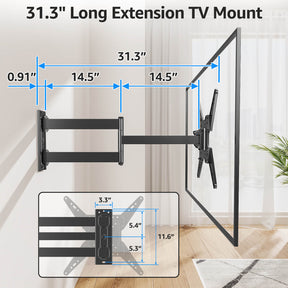 Full Motion Corner TV Wall Mount For 32"-65" TVs MUT0075