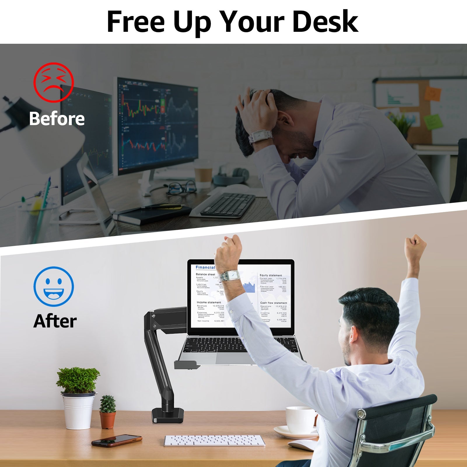 Laptop Arm Mount for Desk Holds 3.3-17.6lbs MUM-4007