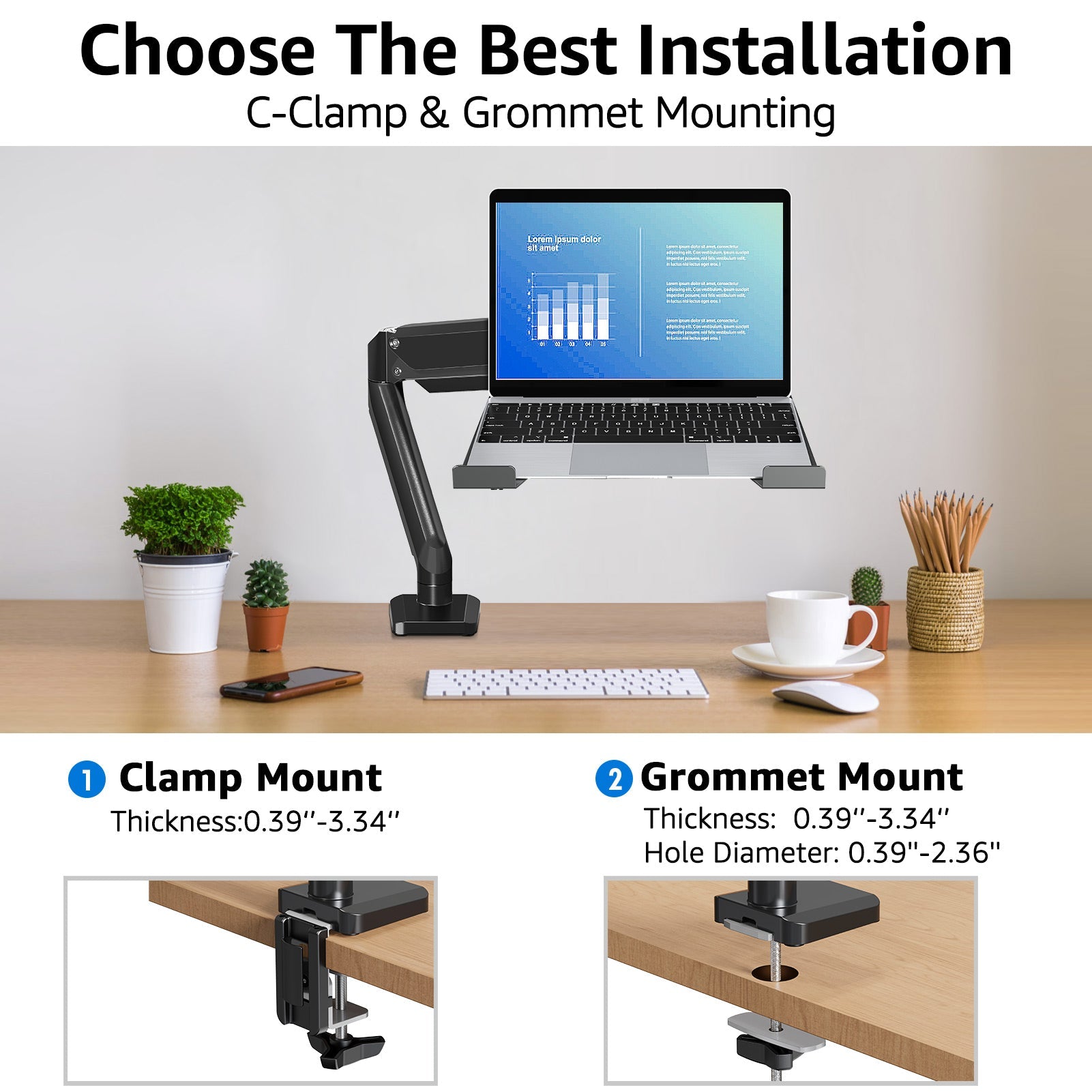 Laptop Arm Mount for Desk Holds 3.3-17.6lbs MUM-4007