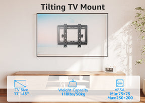 Tilting TV Mount Wall Bracket Hold up to 25kg/55lbs 17-45inch  MUT0067A-T