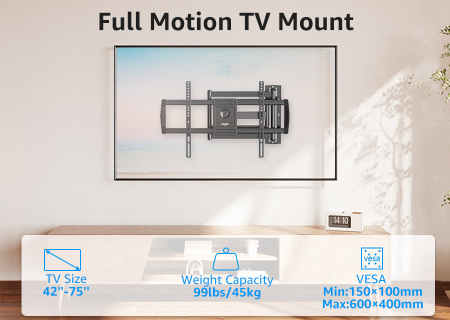 Full Motion TV Wall Swivel Mount for 42-75 inch TVs V541