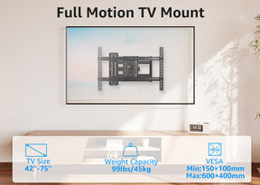 Full Motion TV Wall Swivel Mount for 42-75 inch TVs V541