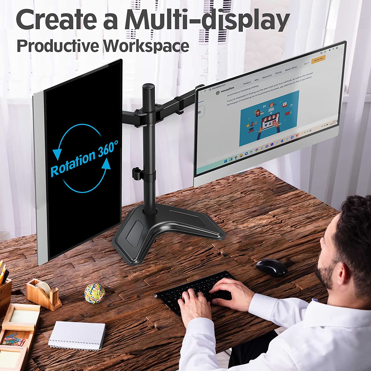 Dual Monitor Desk Stand for 13''-27’’ Monitors MUA1004