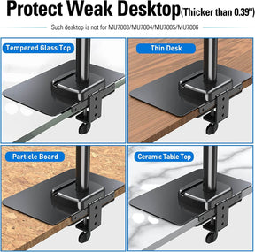 Steel Monitor Mount Reinforcement for Glass, Thin and Other Fragile Tabletop MUA0038