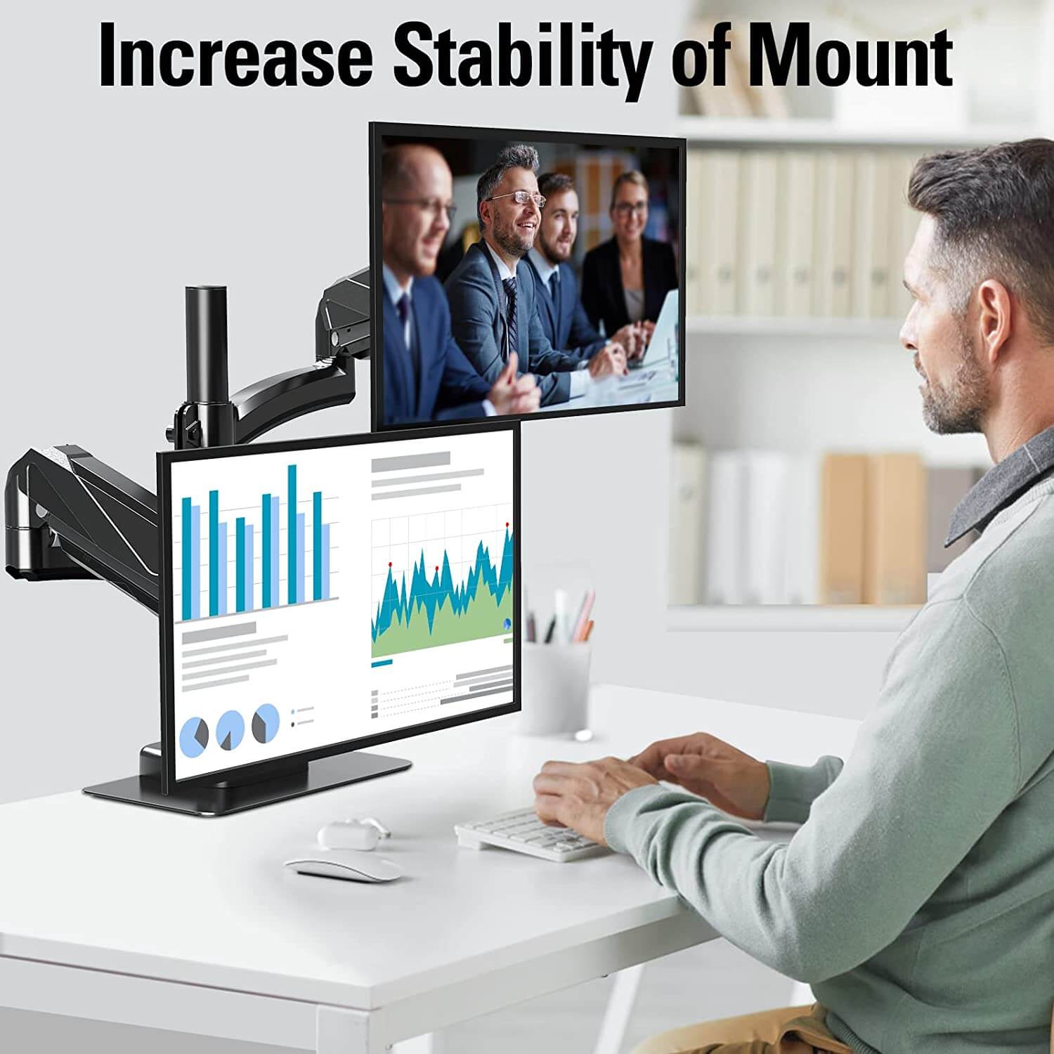 Steel Monitor Mount Reinforcement for Glass, Thin and Other Fragile Tabletop MUA0038