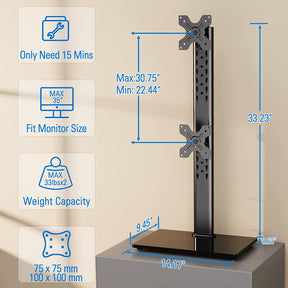 Vertical Dual Monitor Stand for Max 35'' Monitors MUA1006