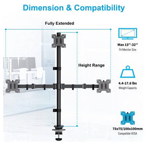 Triple Monitor Desk Mount for 13''-32'' Monitors MUA3005