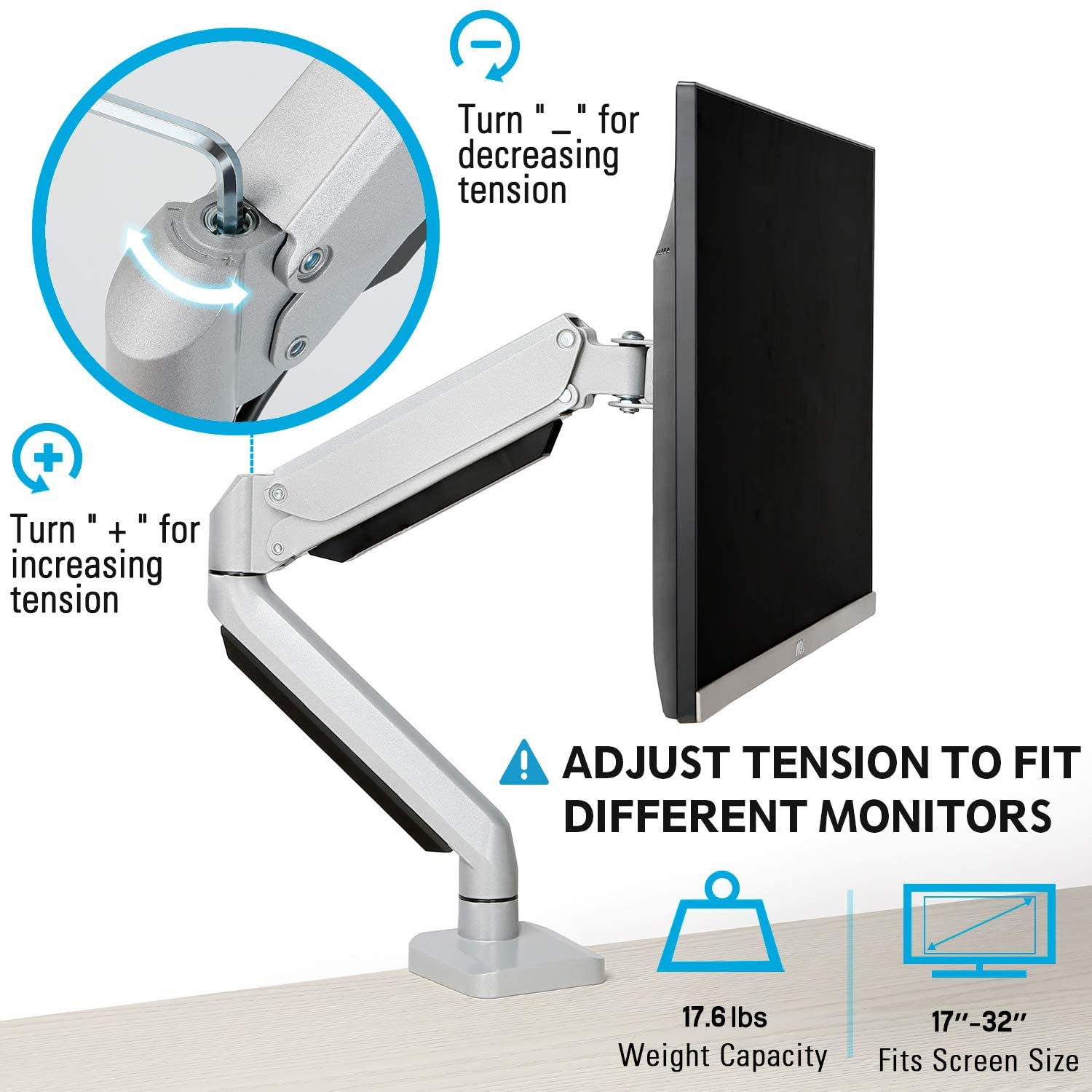 Single Monitor Desk Mount for 17''-32'' Monitors MUA0022