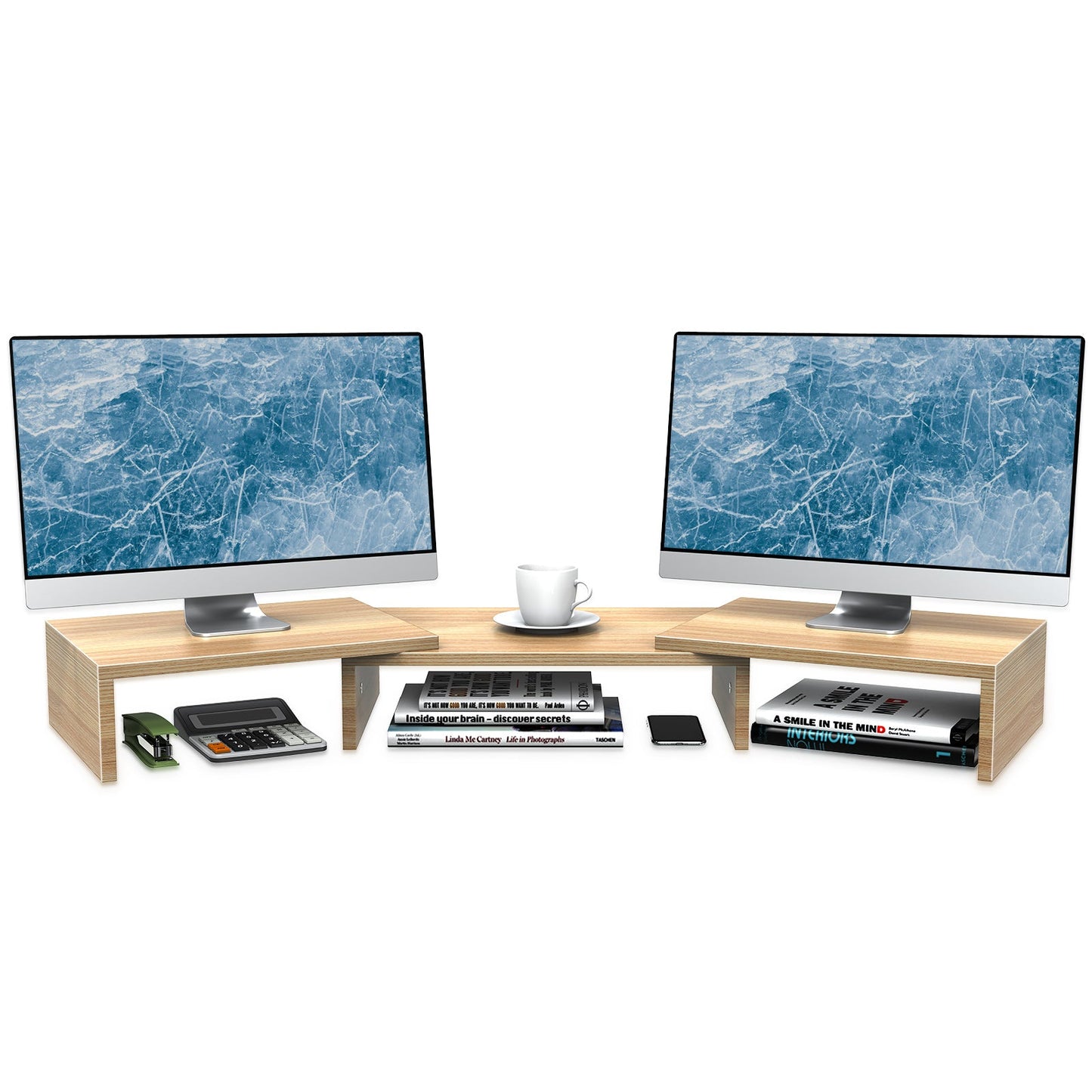 Wooden Dual Monitor Riser