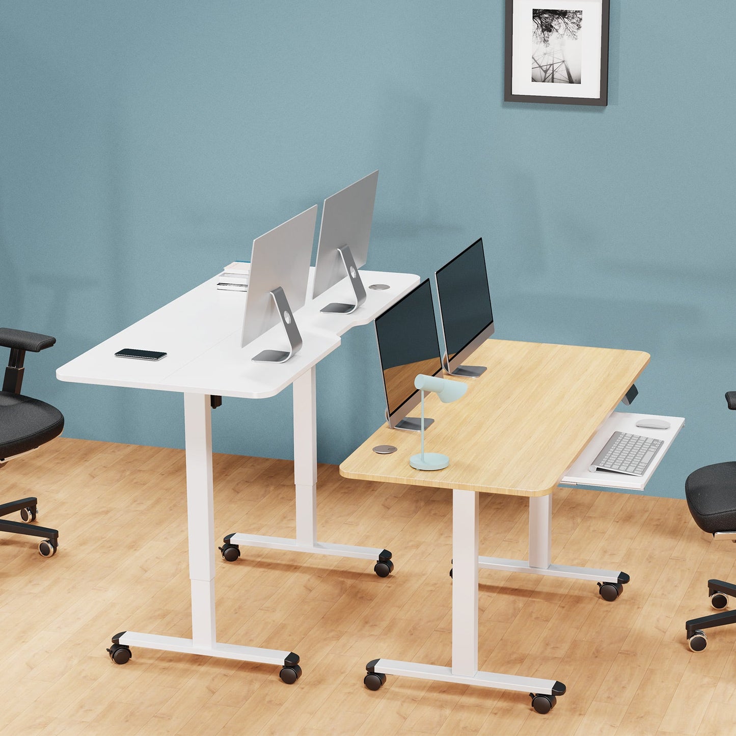 WOKA Electric Height Adjustable Standing Desk with Keyboard Tray