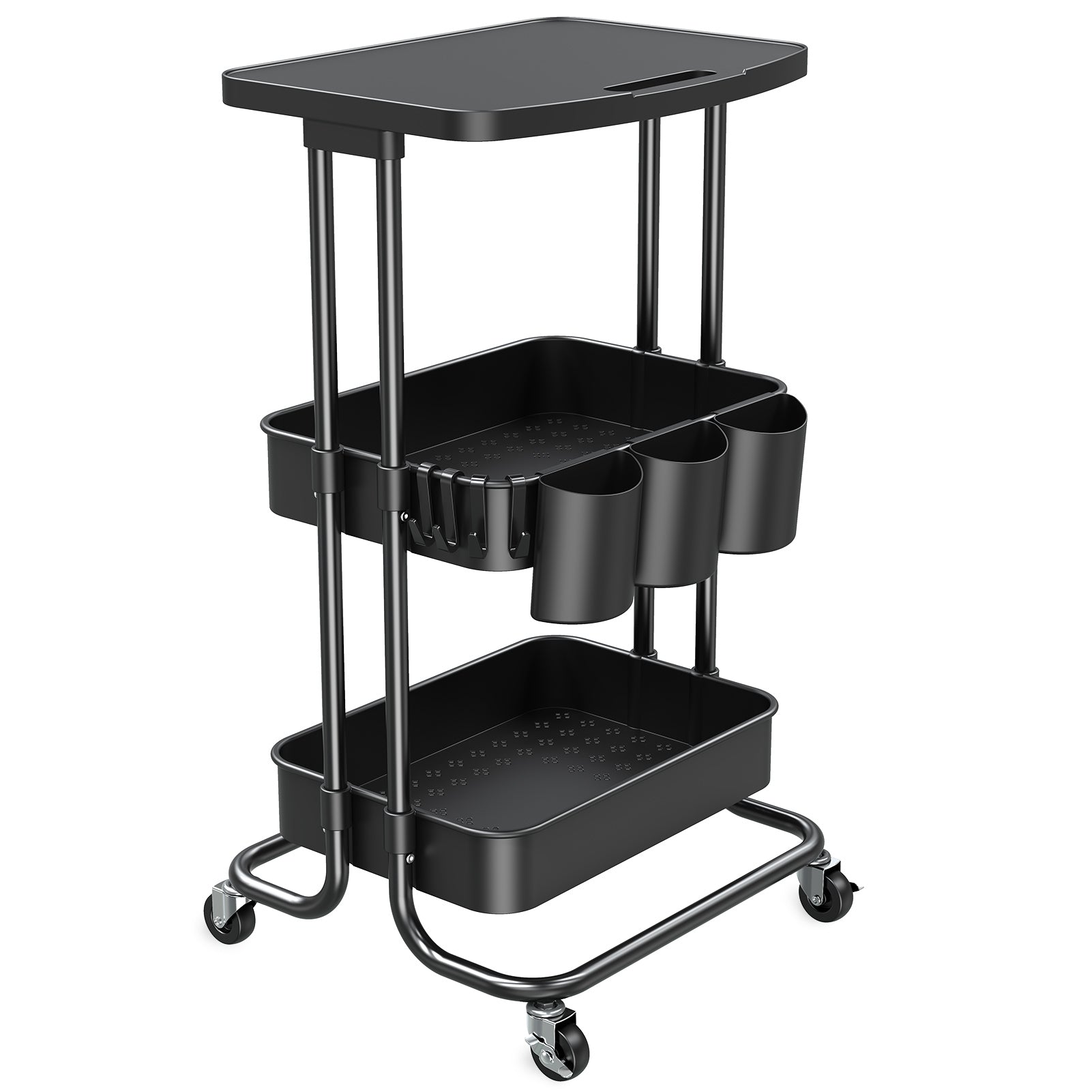 3 tier rolling cart Black