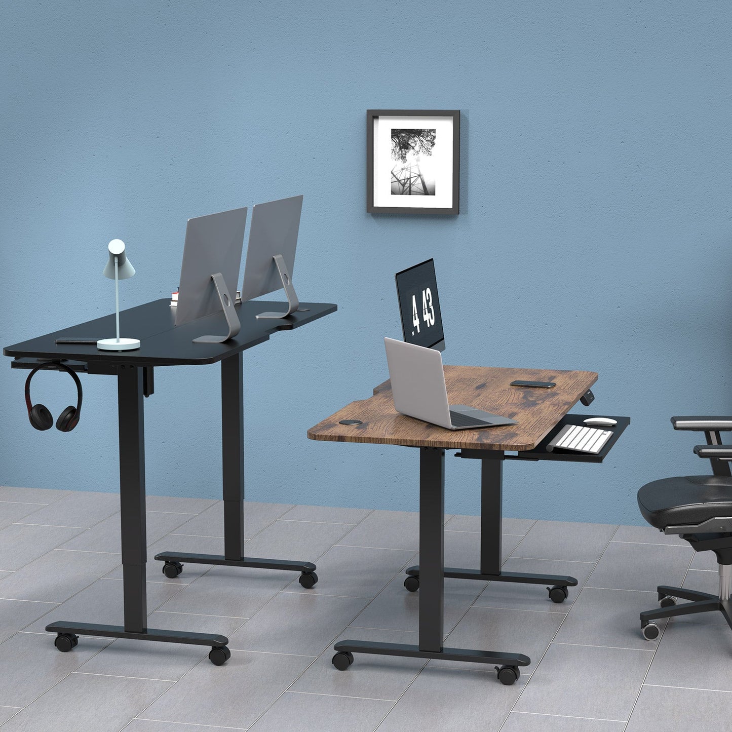 WOKA Electric Height Adjustable Standing Desk with Keyboard Tray