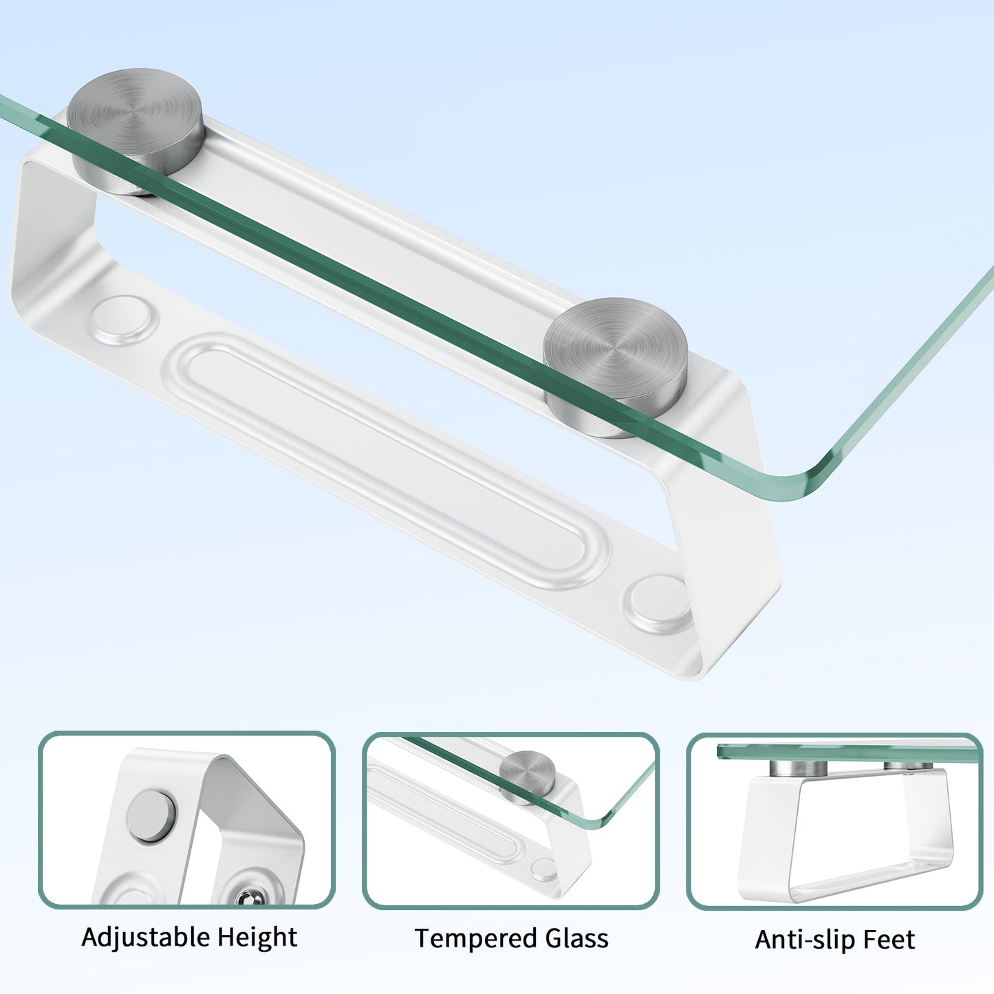 Glass Monitor Riser with Aluminum Legs