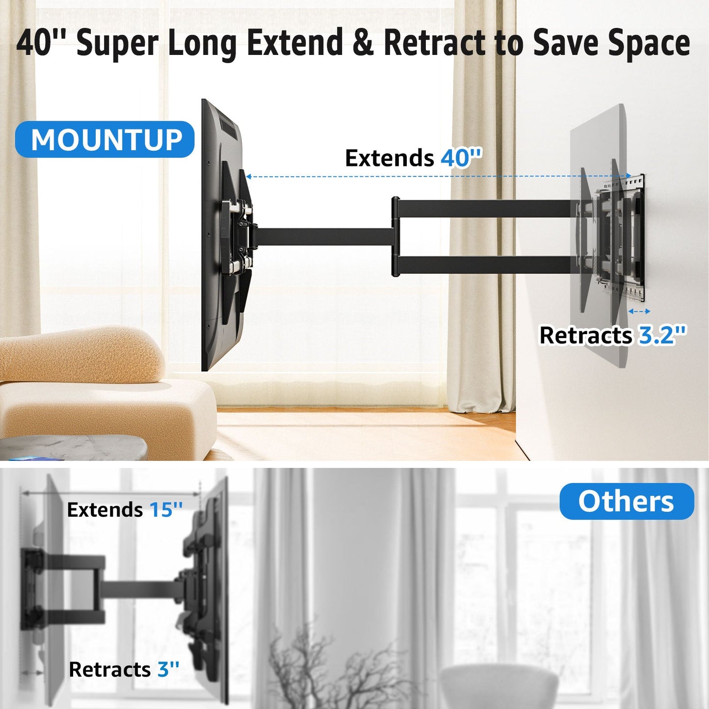 Full Motion TV Wall Mount For 42"-90" TVs MUT0059