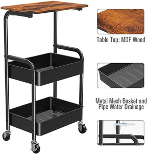 3 Tier Rolling Cart with Lockable Wheels